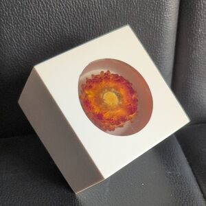 Vintage White Home Art Cube with Orange Flower